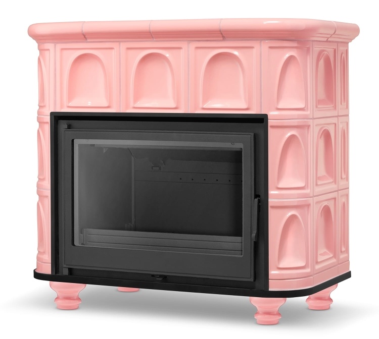 Tegelkachel - houtkachel - 13 kW - keramisch - FLORENCE - roze