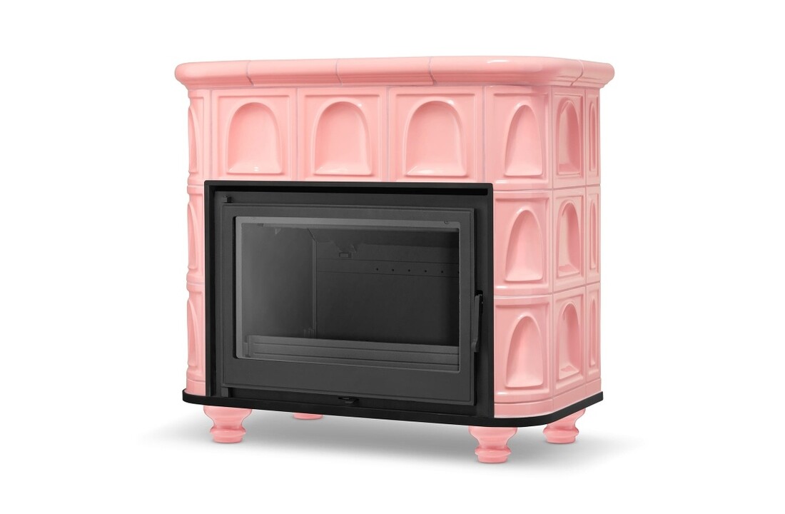 Tegelkachel - houtkachel - 13 kW - keramisch - FLORENCE - roze