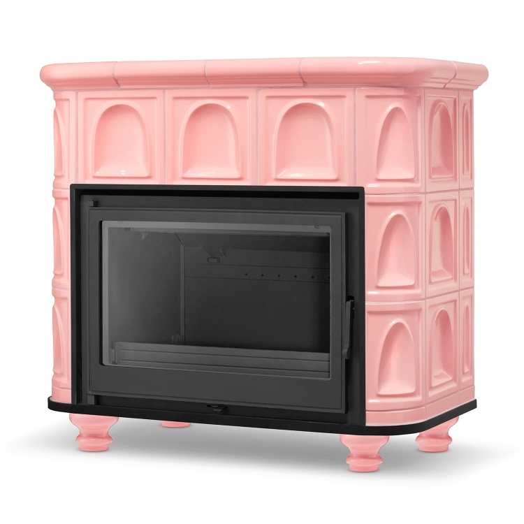 Tegelkachel - houtkachel - 13 kW - keramisch - FLORENCE - roze