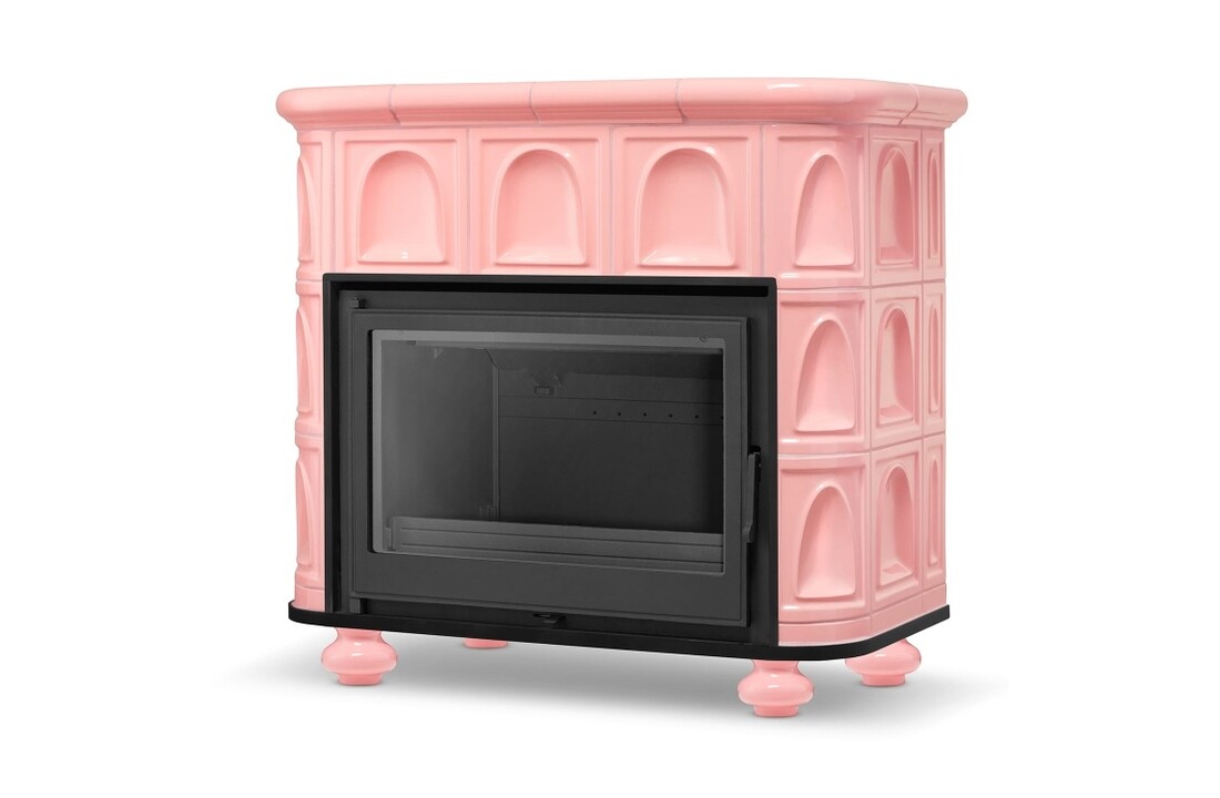 Tegelkachel - houtkachel - 13 kW - keramisch - FLORENCE - roze