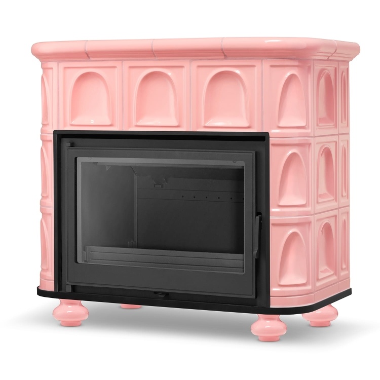 Tegelkachel - houtkachel - 13 kW - keramisch - FLORENCE - roze