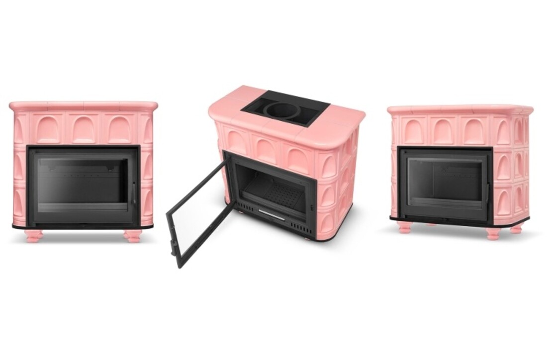 Tegelkachel - houtkachel - 13 kW - keramisch - FLORENCE - roze