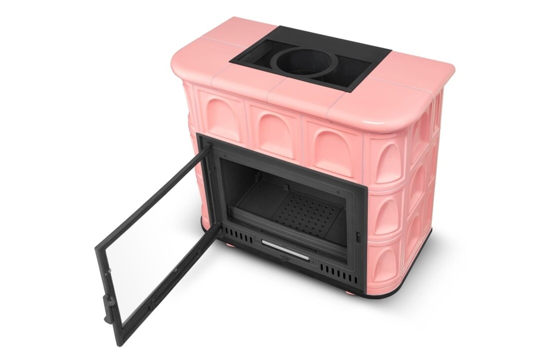 Tegelkachel - houtkachel - 13 kW - keramisch - FLORENCE - roze