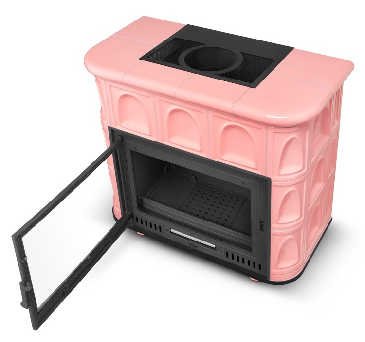 Tegelkachel - houtkachel - 13 kW - keramisch - FLORENCE - roze