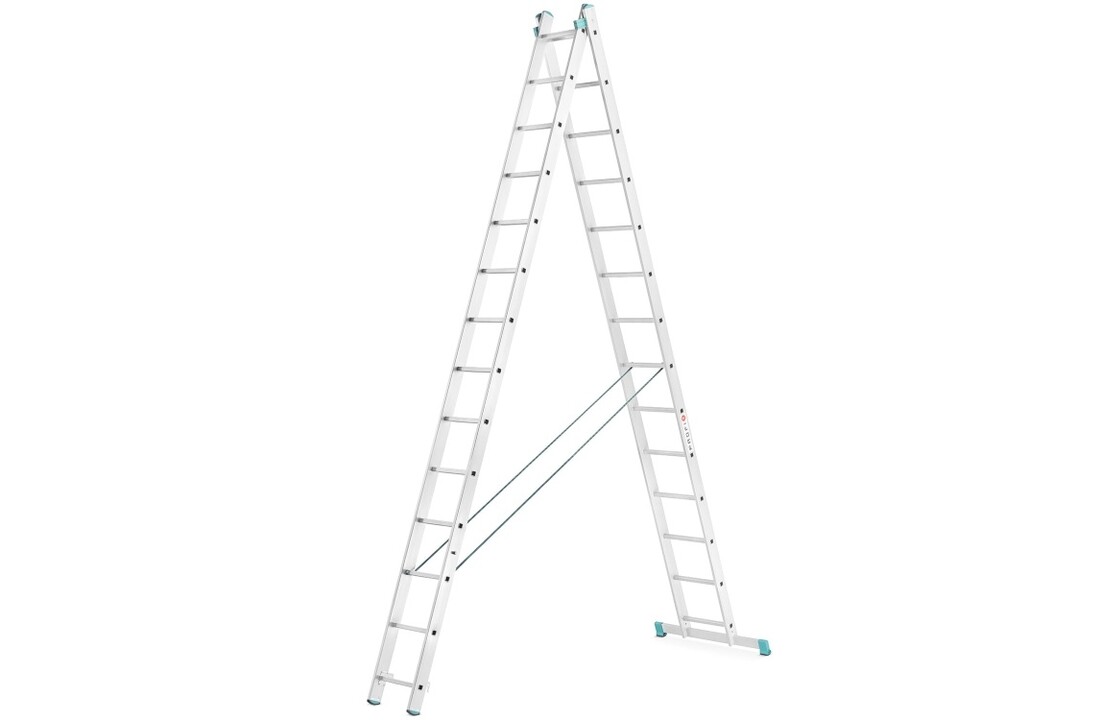 Dubbele aluminium ladder 2x14 met 7,90m werkhoogte