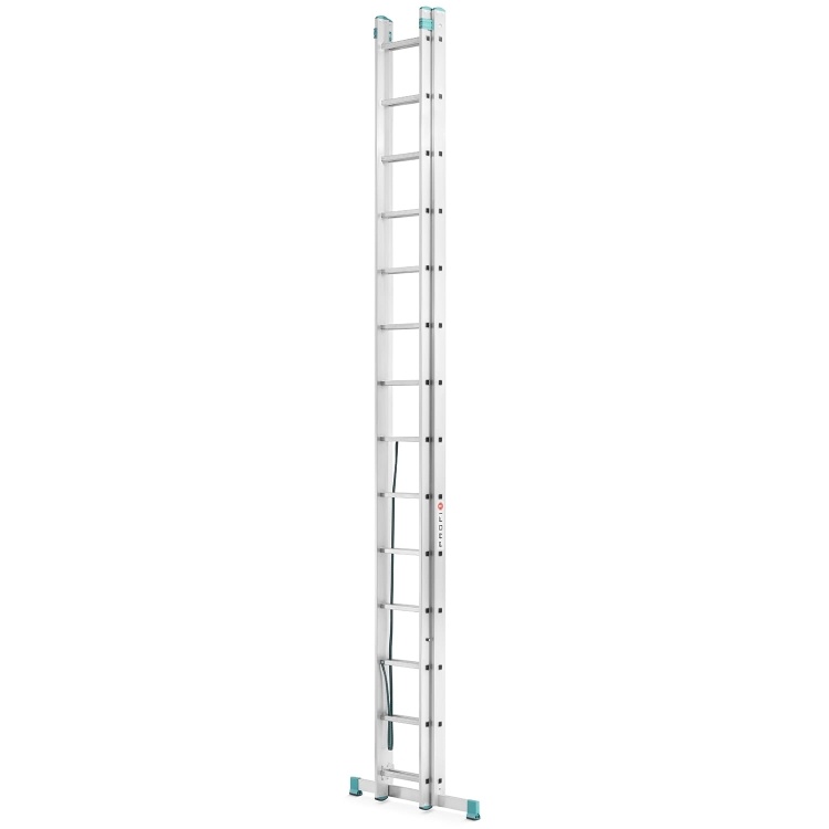 Dubbele aluminium ladder 2x14 met 7,90m werkhoogte