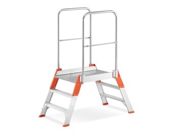 ALOSS magazijnwerkplatform met dubbele toegang, 2 treden