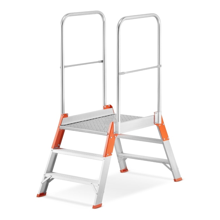 ALOSS magazijnwerkplatform met dubbele toegang, 2 treden