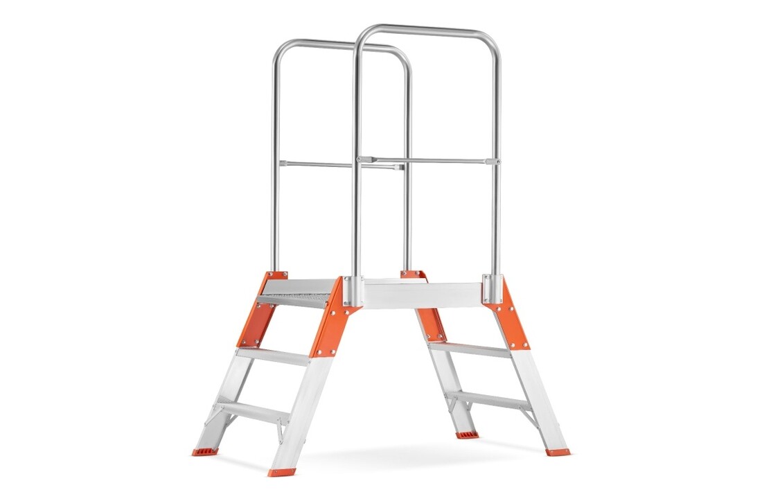 ALOSS magazijnwerkplatform met dubbele toegang, 2 treden