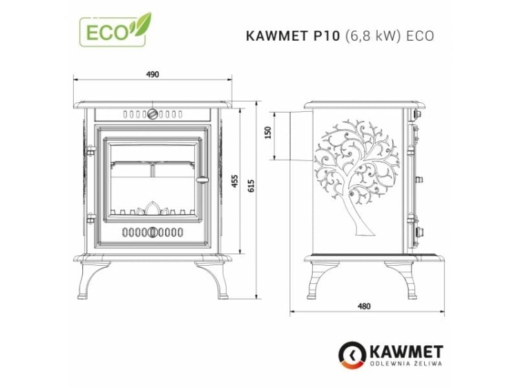 Houtkachel - 6,8 kW - gietijzer - klassiek - Eco Design