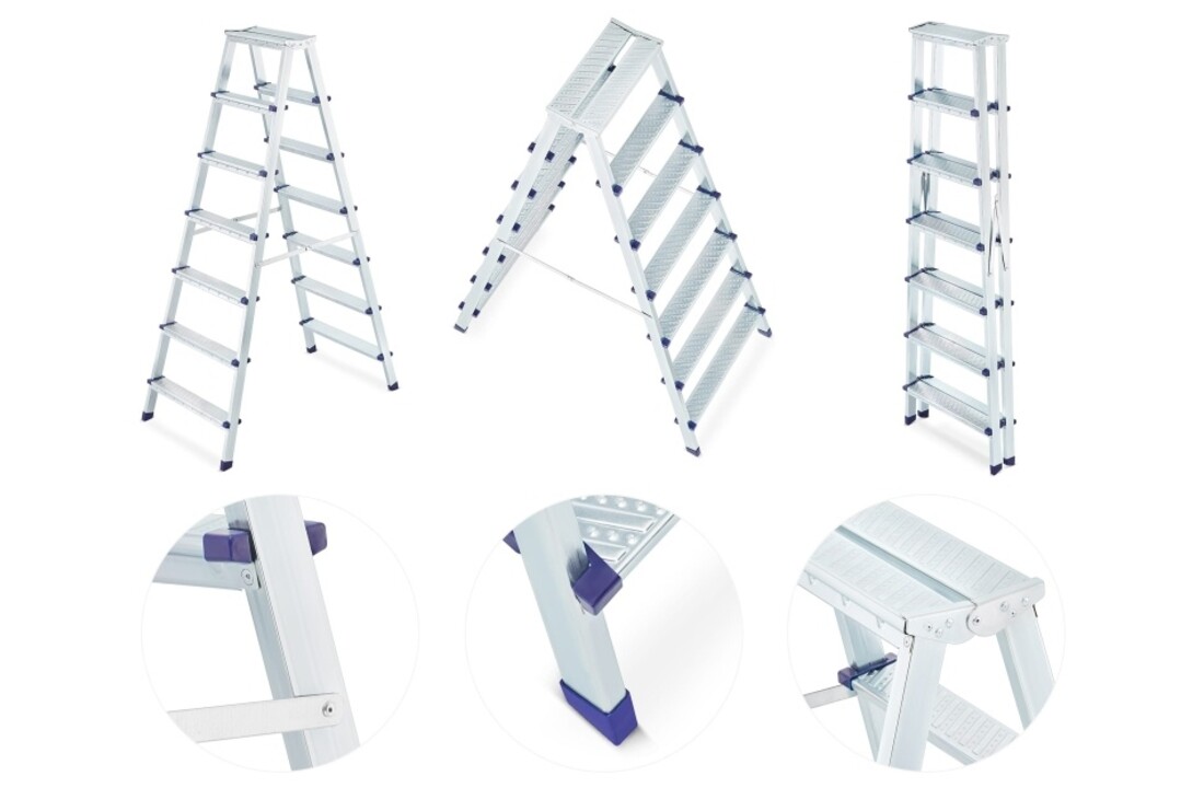 Dubbele Huishoudladder HIGHER 2x7 met Antislip - 125kg