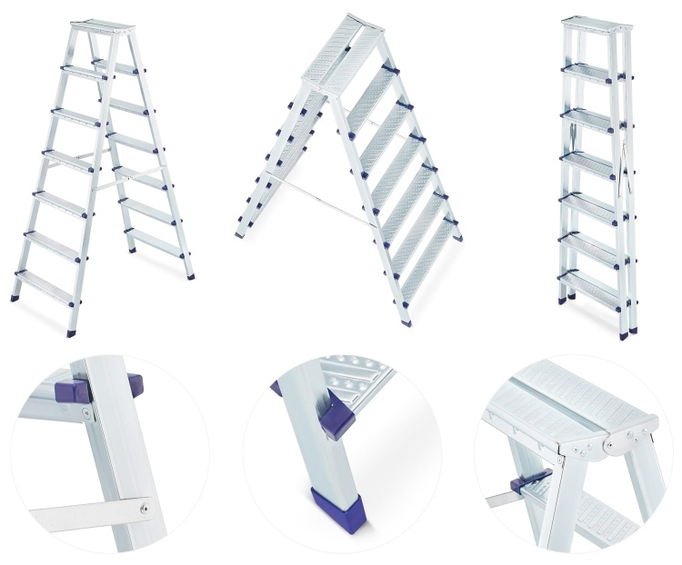 Dubbele Huishoudladder HIGHER 2x7 met Antislip - 125kg