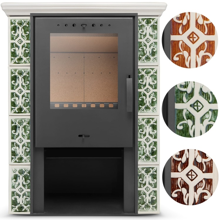 Tegelkachel - houtkachel -10 kW - keramisch - JASMIN - bruin