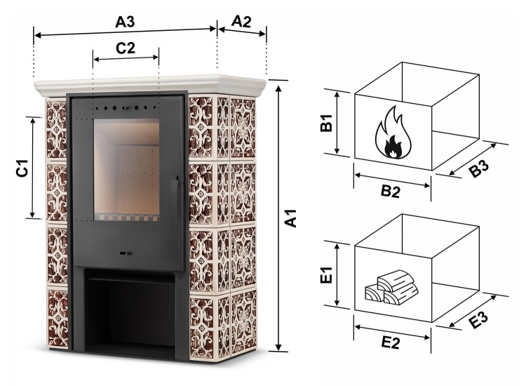 Tegelkachel - houtkachel -10 kW - keramisch - JASMIN - bruin