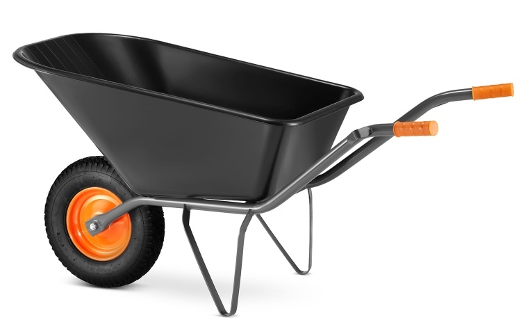 Kruiwagen 150 liter - tot 210 kg - zwart/oranje