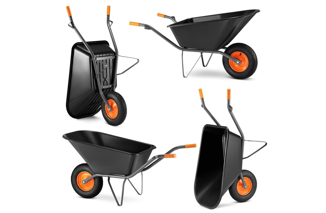 Kruiwagen 150 liter - tot 210 kg - zwart/oranje