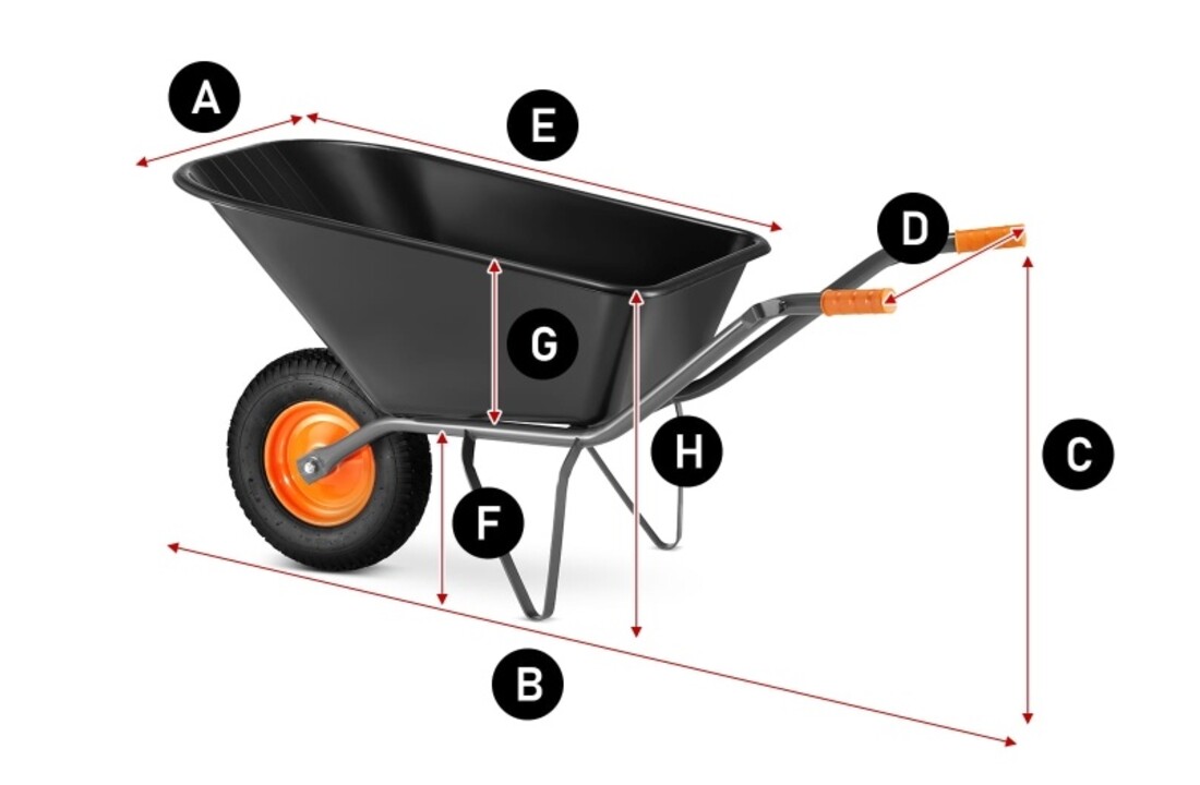 HIGHER Kruiwagen PVC 150L 210kg Gelast - Spuitgegoten