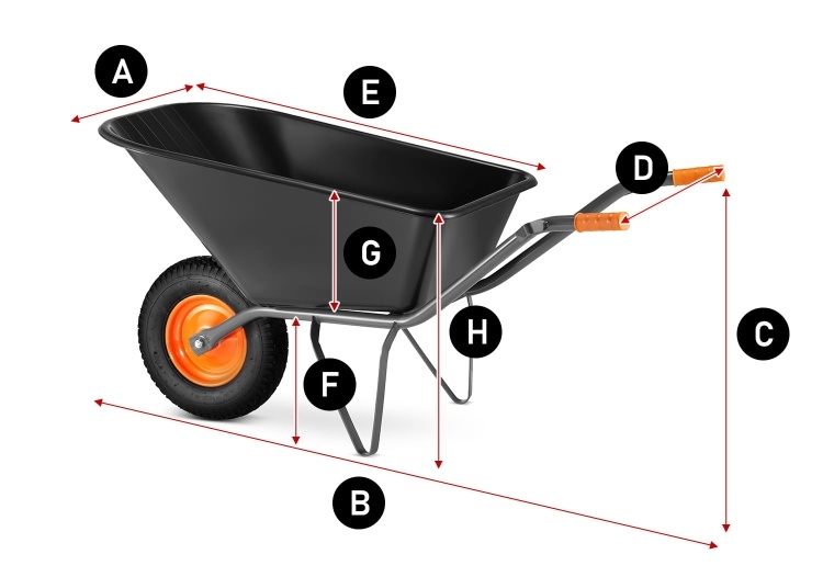 HIGHER Kruiwagen PVC 150L 210kg Gelast - Spuitgegoten