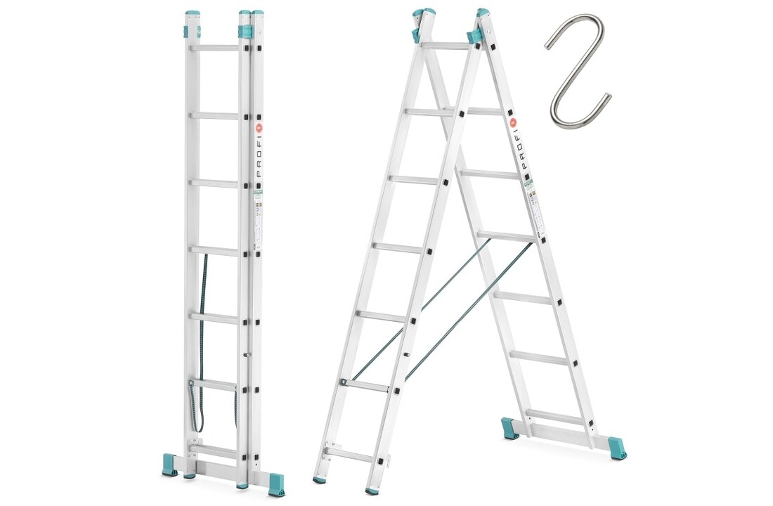 Dubbele telescopische ladder 2x7 - Werkhoogte 4,20m