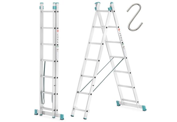 Dubbele telescopische ladder 2x7 - Werkhoogte 4,20m