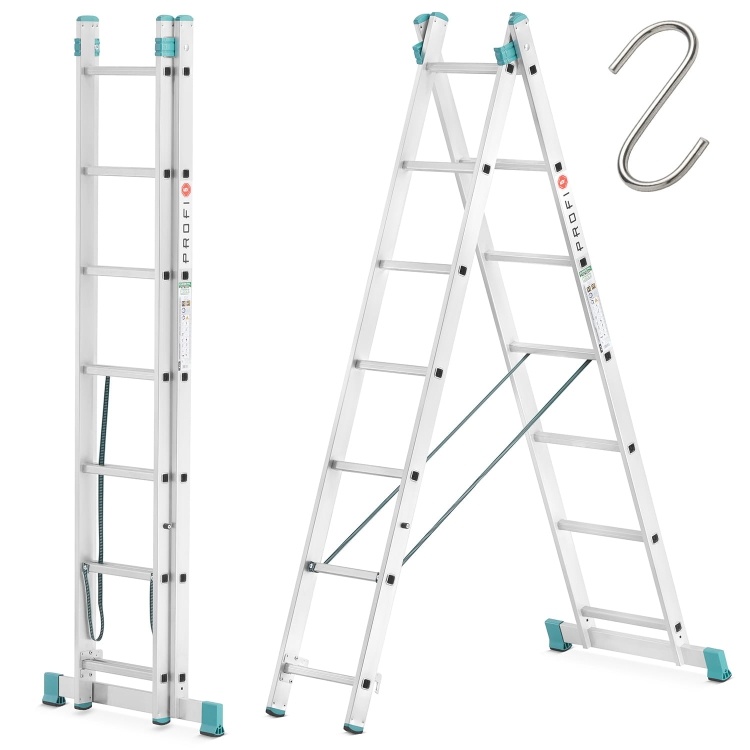 Dubbele telescopische ladder 2x7 - Werkhoogte 4,20m