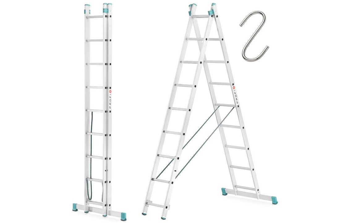 Aluminium trap 2x9 5,40m werkhoogte - TüV gecertificeerd