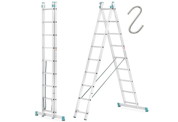 Aluminium trap 2x9 5,40m werkhoogte - TüV gecertificeerd