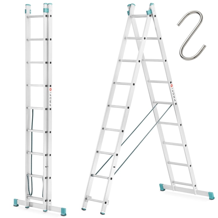 Aluminium trap 2x9 5,40m werkhoogte - TüV gecertificeerd