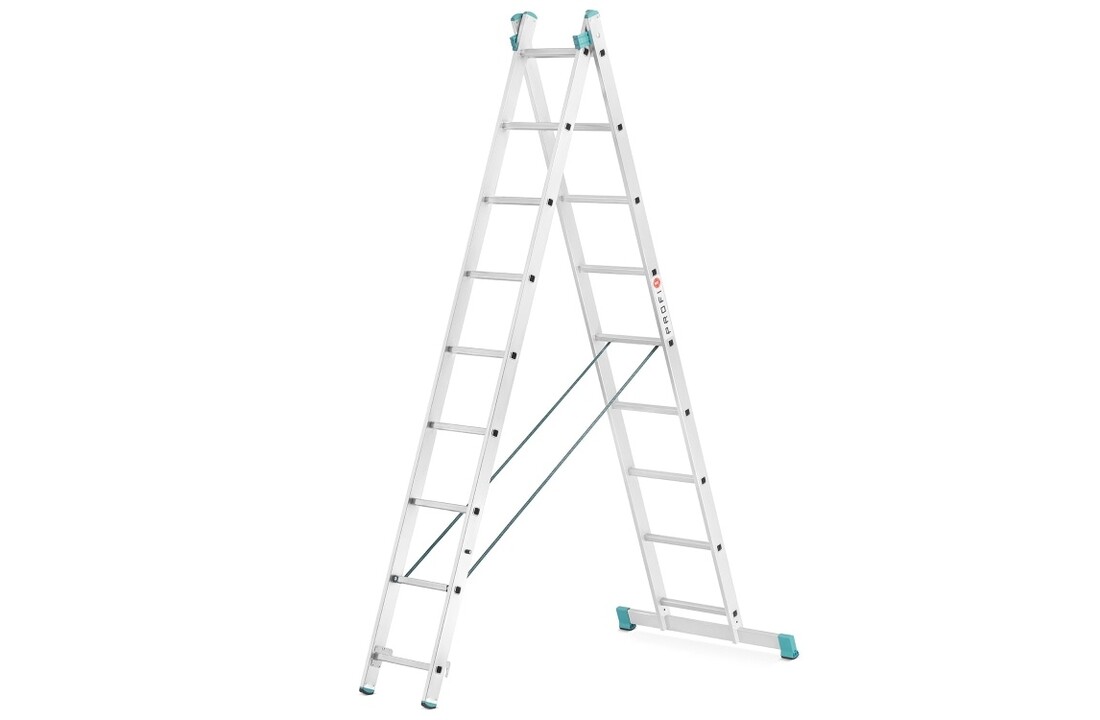 Aluminium trap 2x9 5,40m werkhoogte - TüV gecertificeerd