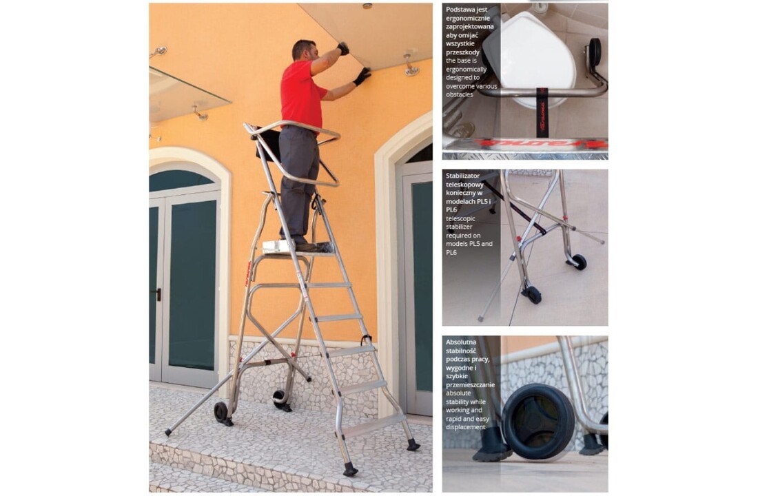 Faraone PL5 Magazijnladder 5-treden werkplatform - 3m