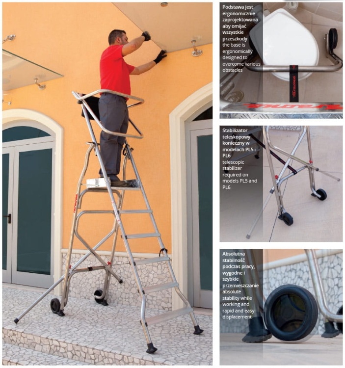 Faraone PL5 Magazijnladder 5-treden werkplatform - 3m