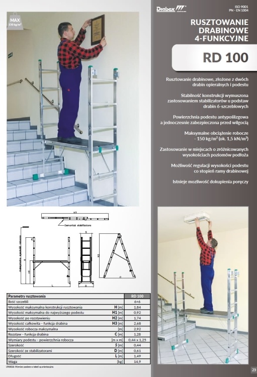 DRABEX RD 100 4-functie ladder werkplatform
