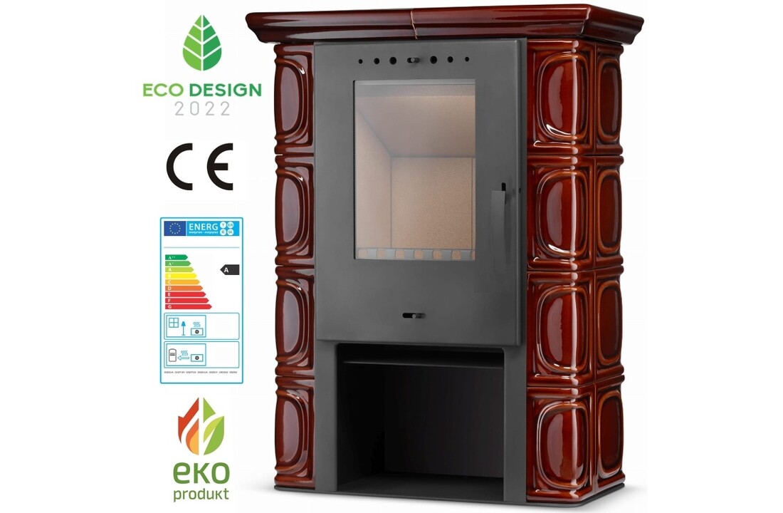 Tegelkachel - houtkachel - 10 kW - keramisch - ELDUR - bruin