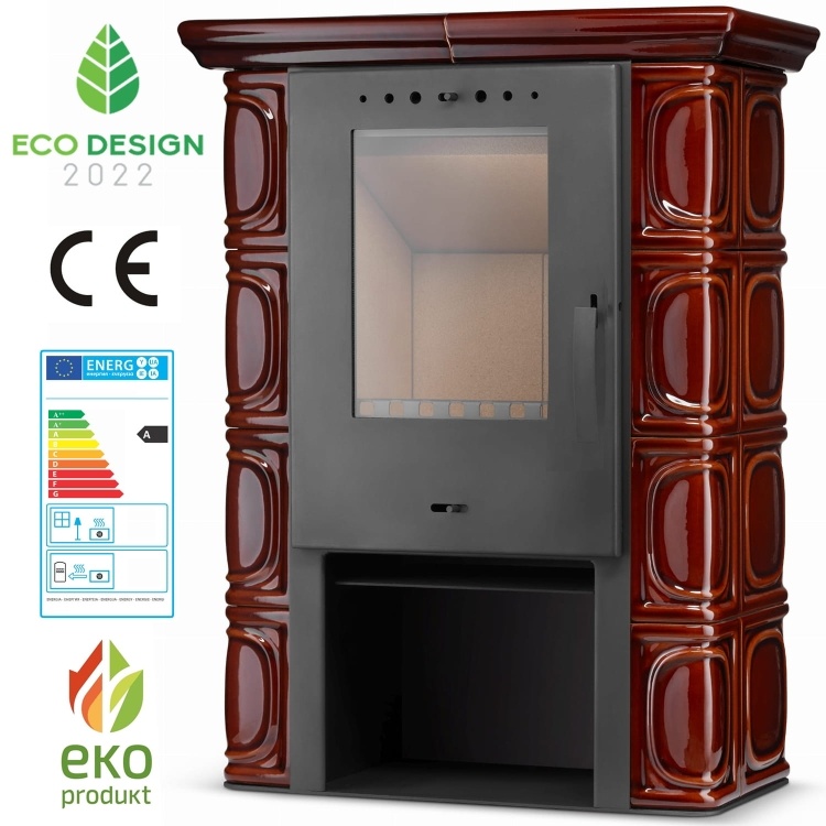 Tegelkachel - houtkachel - 10 kW - keramisch - ELDUR - bruin