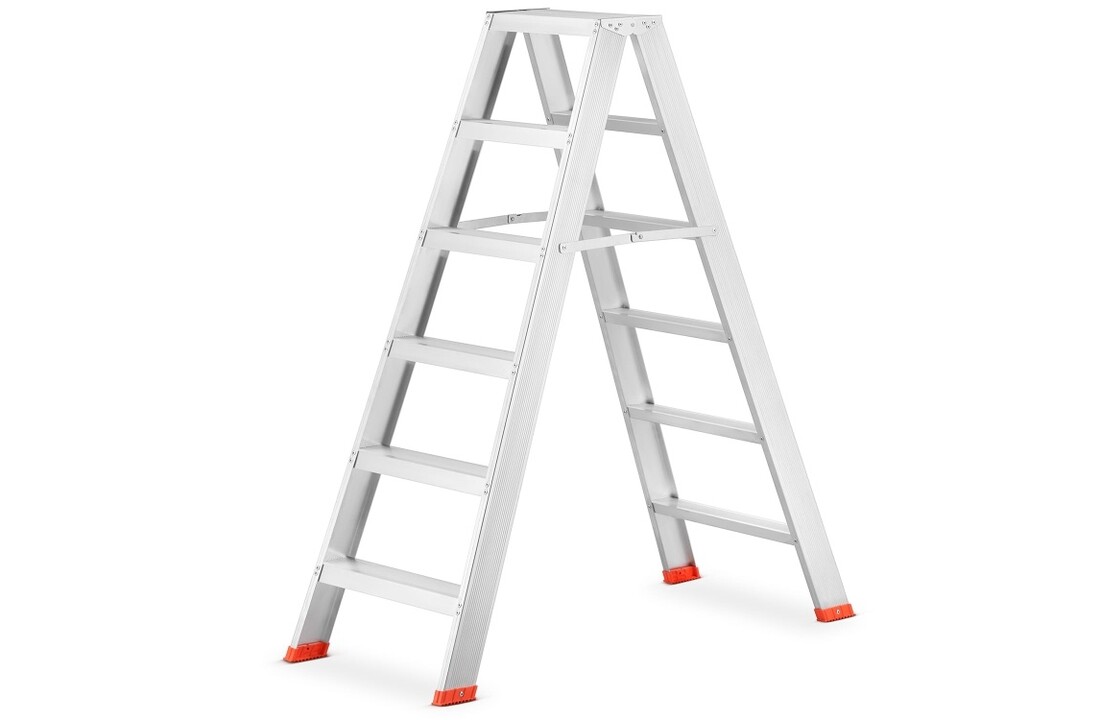 HIGHER Professionele Dubbele Ladder 2x6 Treden Aluminium
