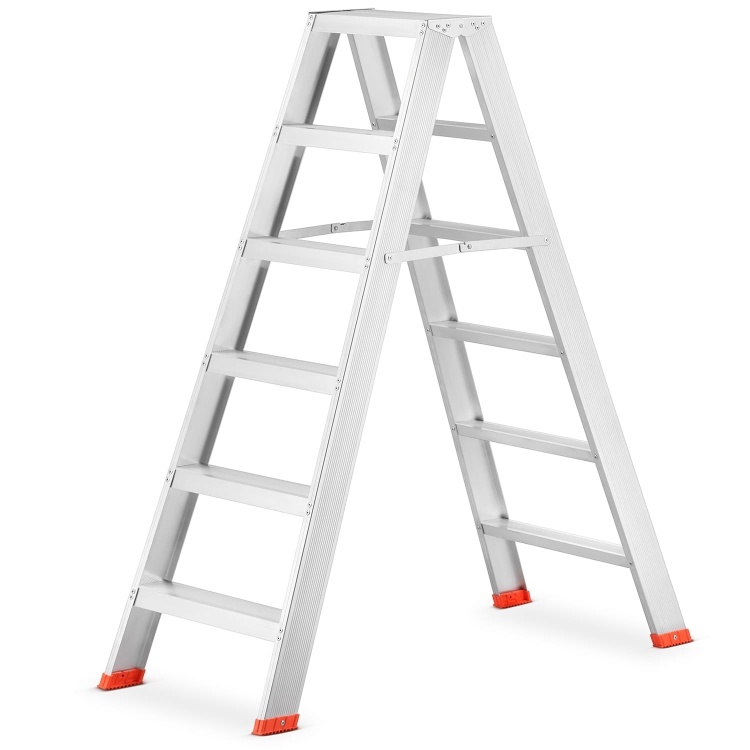 HIGHER Professionele Dubbele Ladder 2x6 Treden Aluminium