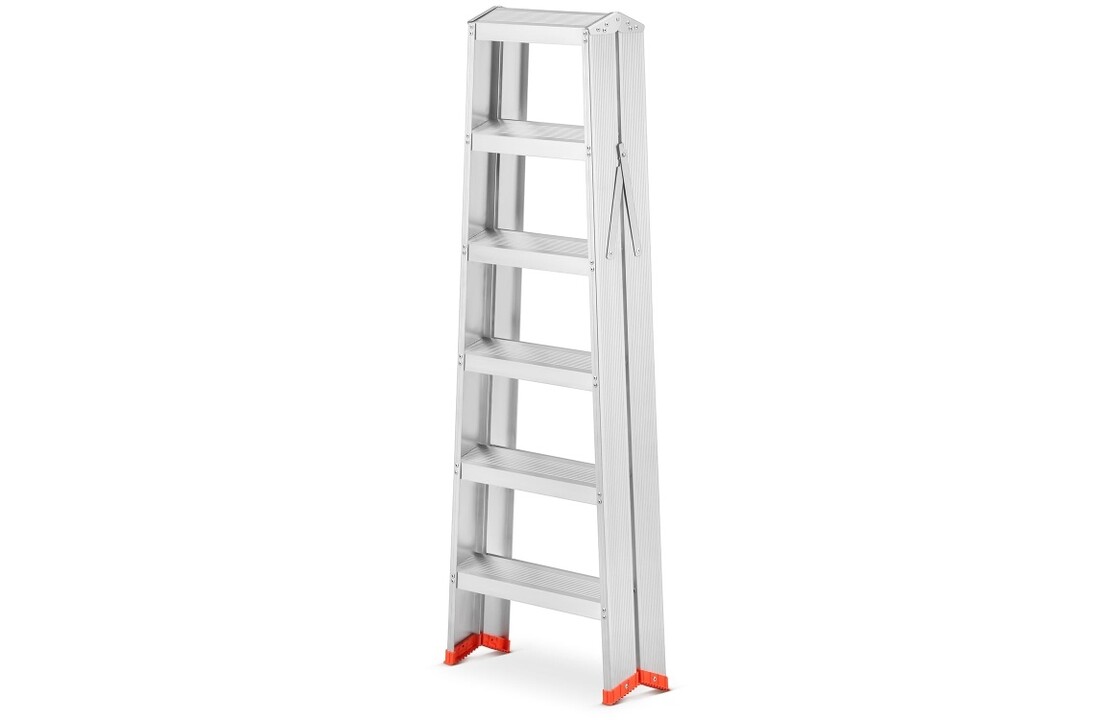 HIGHER Professionele Dubbele Ladder 2x6 Treden Aluminium