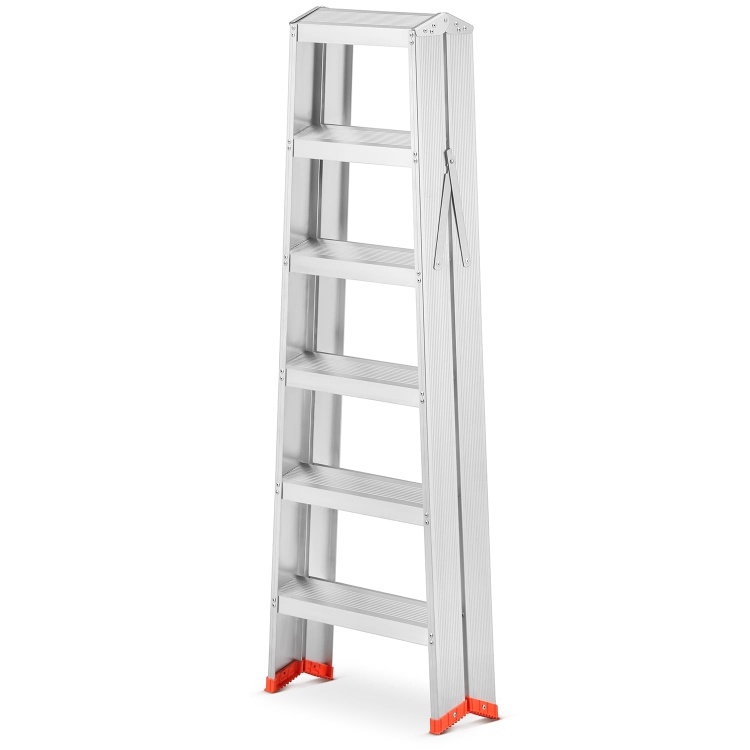HIGHER Professionele Dubbele Ladder 2x6 Treden Aluminium