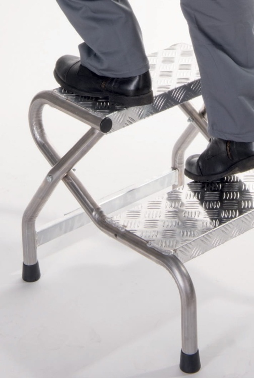 Opstapje - 2 treden - aluminium - 2,50 m werkhoogte