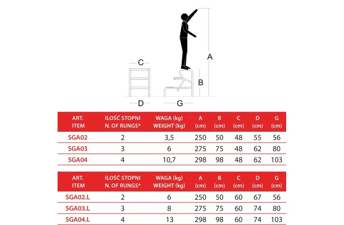 Faraone SGA02 Aluminium Steektreden - 2 Trede