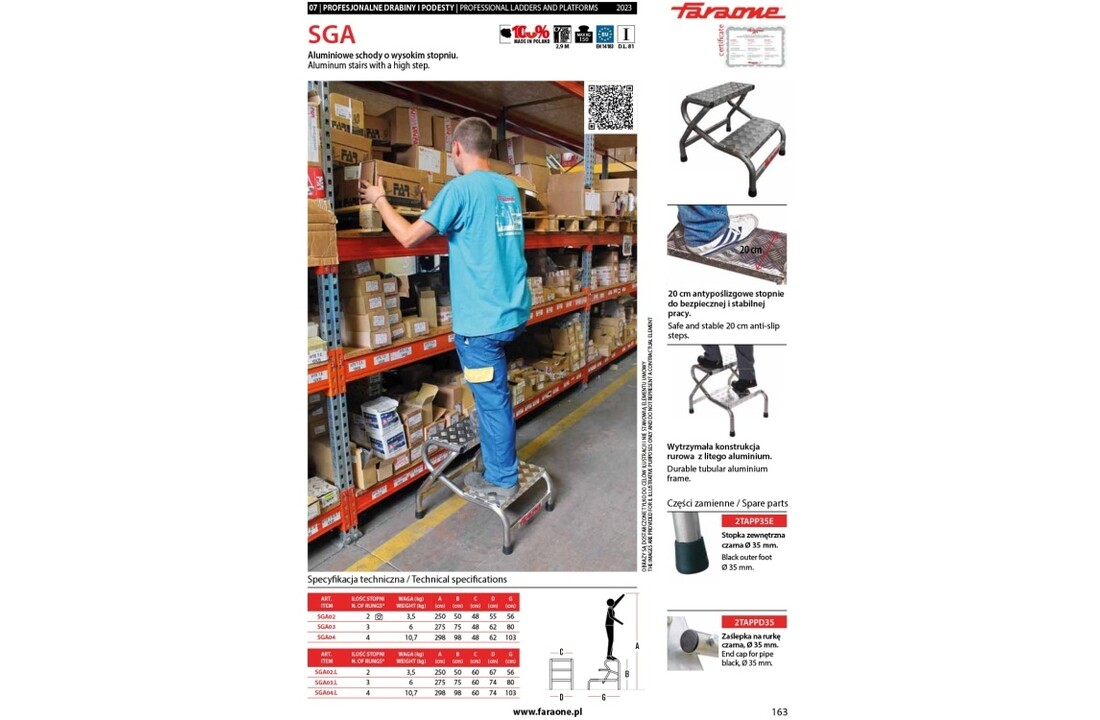 Faraone SGA02 Aluminium Steektreden - 2 Trede