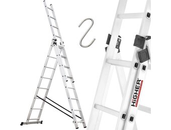 HIGHER Multifunctionele Aluminium Ladder 3x8 voor Trappen 6,48m 150kg