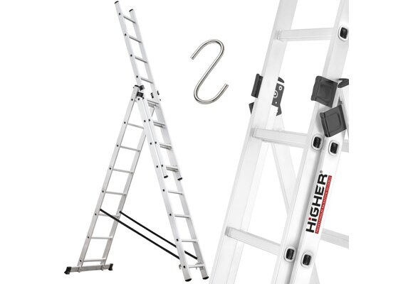 HIGHER Multifunctionele Aluminium Ladder 3x8 voor Trappen 6,48m 150kg