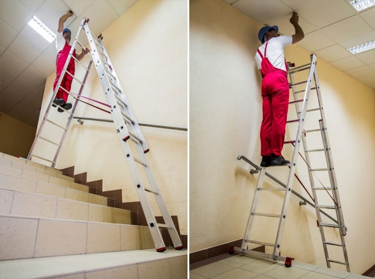 HIGHER Multifunctionele Aluminium Ladder 3x8 voor Trappen 6,48m 150kg