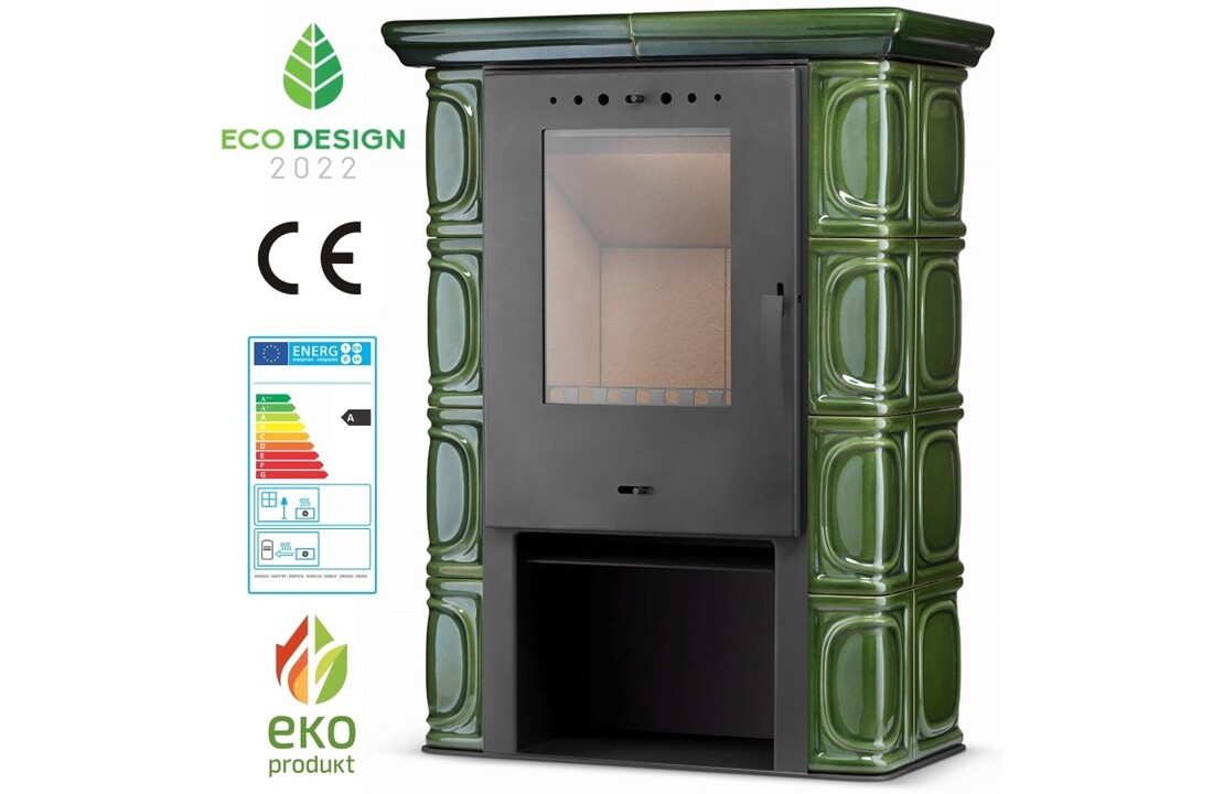 Tegelkachel - houtkachel - 10 kW - keramisch - ELDUR - groen