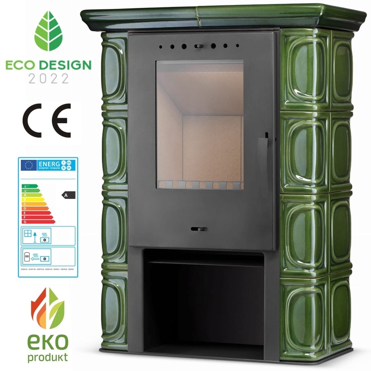 Tegelkachel - houtkachel - 10 kW - keramisch - ELDUR - groen