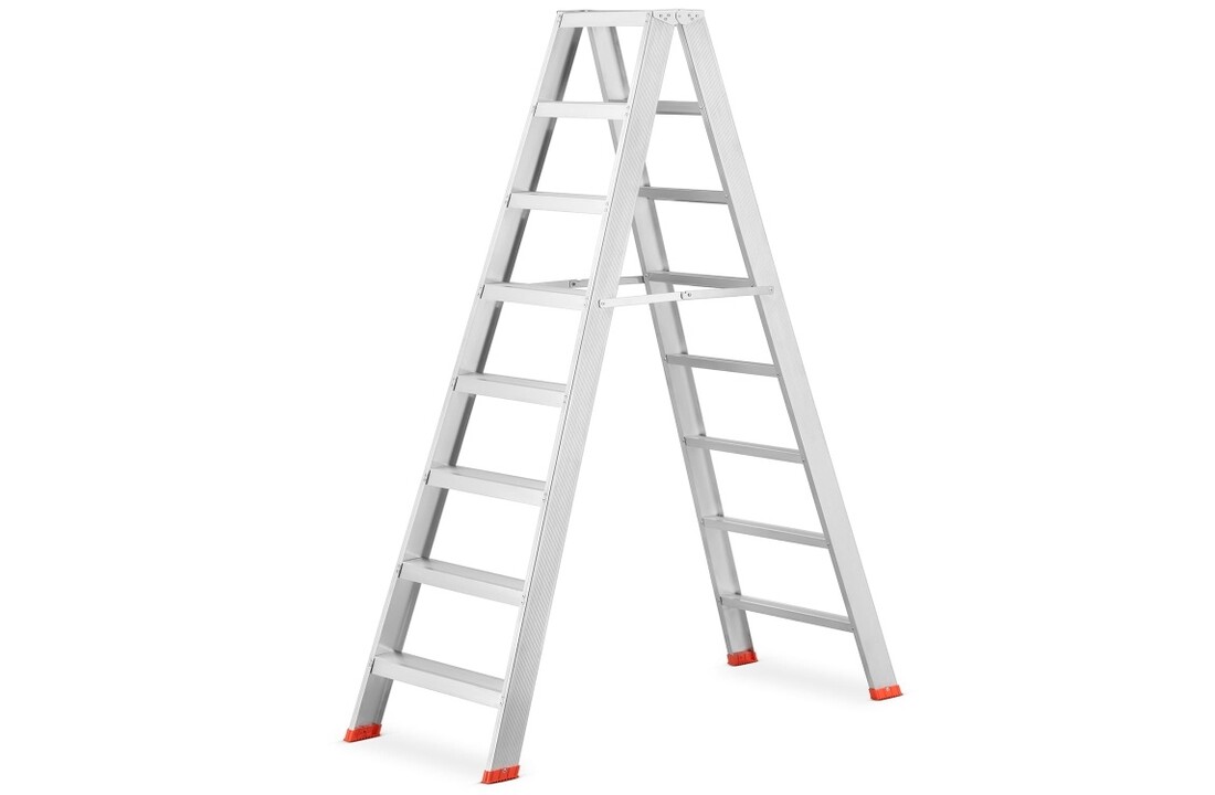 HIGHER Dubbele Ladder 2x8 treden - Professioneel Aluminium