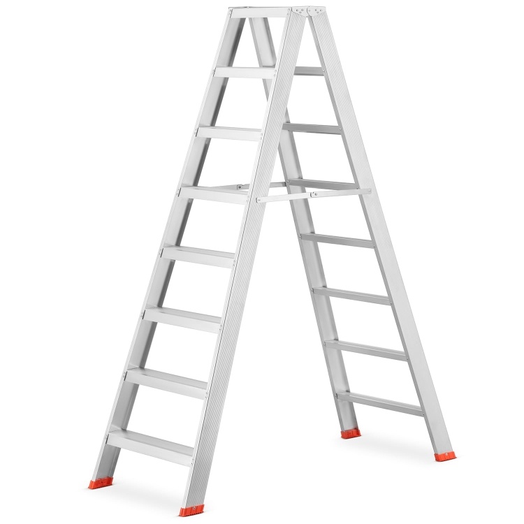 HIGHER Dubbele Ladder 2x8 treden - Professioneel Aluminium
