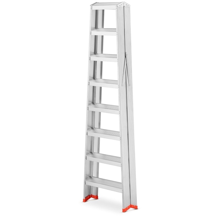 HIGHER Dubbele Ladder 2x8 treden - Professioneel Aluminium