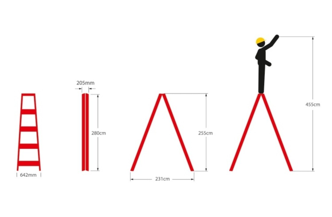 Dubbelzijdige Aluminium Ladder ALOSS 9412 - Werkhoogte 4,55m
